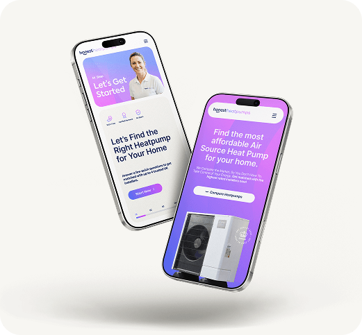 A mobile mockup of the form and homepage